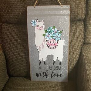 Llama Wall Art with Floral Design